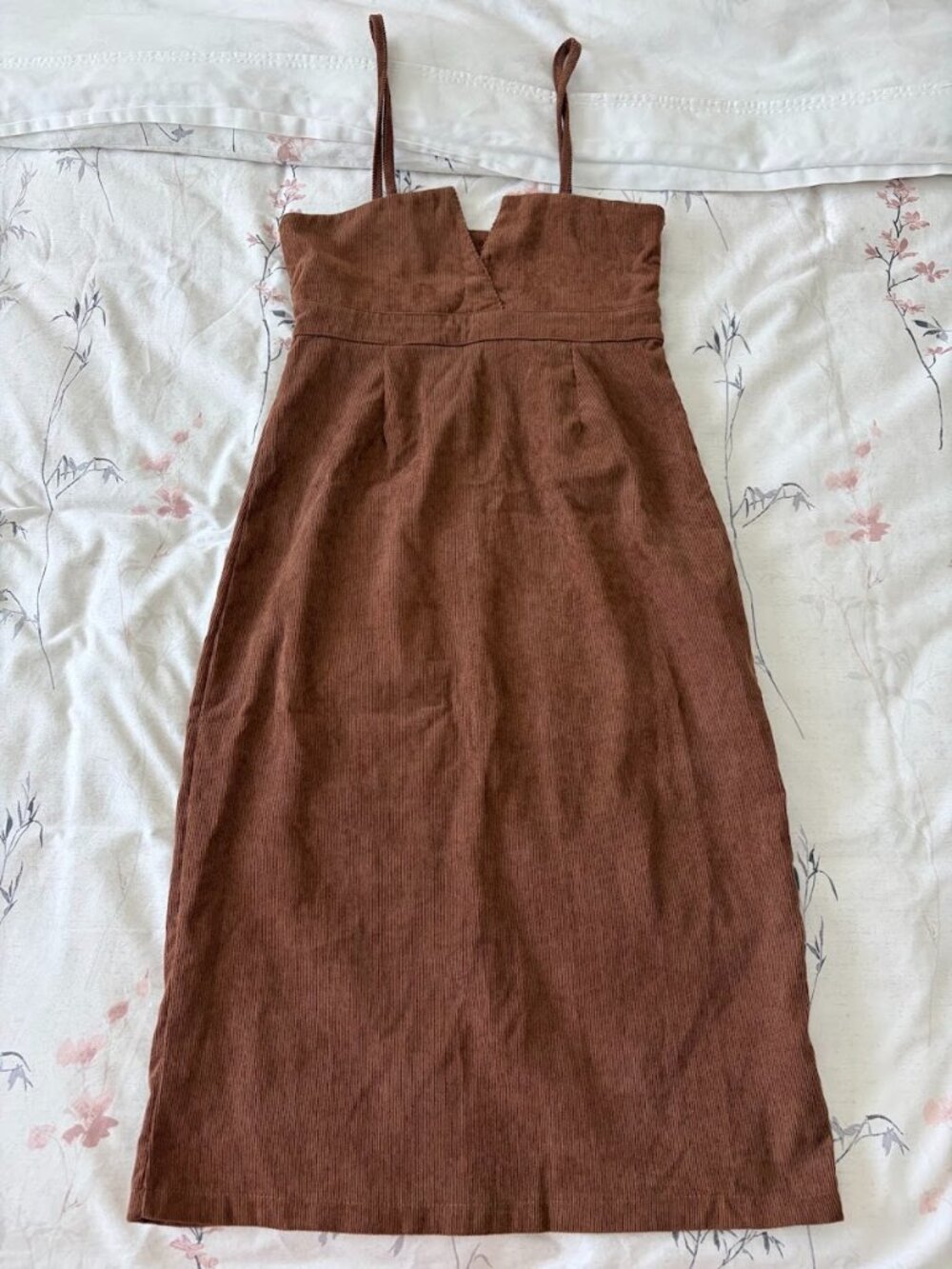 Unbranded Terracotta Brown Corduroy Overall Pinafore Dress - Size Small